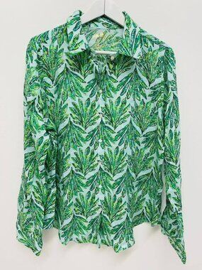 NEW LILLY PULITZER sea view button‎ down shirt in kitts green shady babe